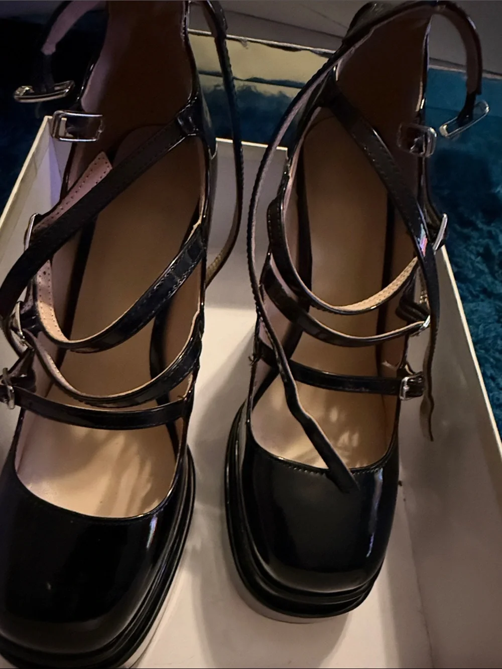 Black Patent Platform Mary Jane Heels